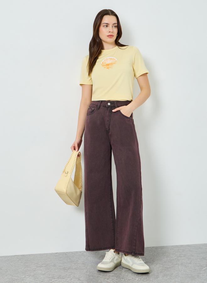 Styli Women Brown High Rise Wide Leg Jeans - Image 4